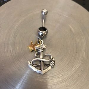 14G Surgical Steel Naval Piercing - Handmade
